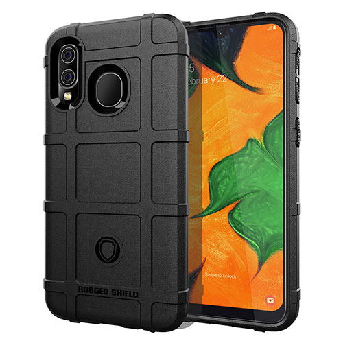 Ultra-thin Silicone Gel Soft Case 360 Degrees Cover J01S for Samsung Galaxy A40 Black