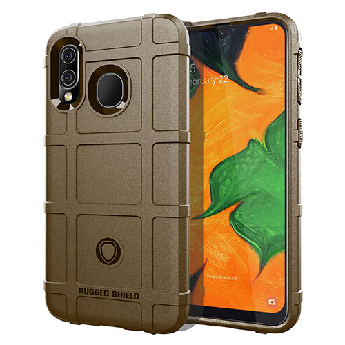 Ultra-thin Silicone Gel Soft Case 360 Degrees Cover J01S for Samsung Galaxy A40 Brown