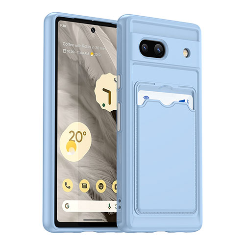 Ultra-thin Silicone Gel Soft Case 360 Degrees Cover J02S for Google Pixel 7a 5G Sky Blue