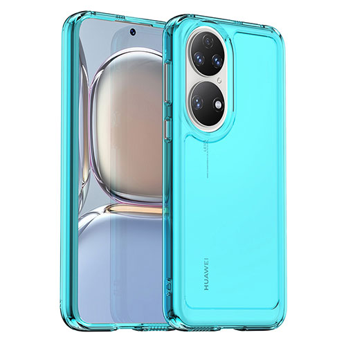 Ultra-thin Silicone Gel Soft Case 360 Degrees Cover J02S for Huawei P50 Cyan