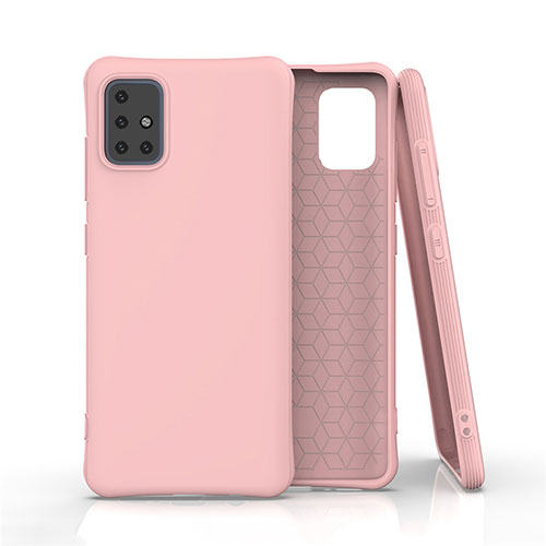 Ultra-thin Silicone Gel Soft Case 360 Degrees Cover S01 for Samsung Galaxy A51 4G Pink