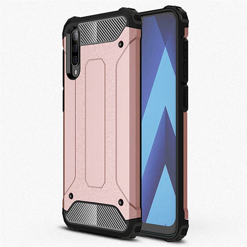 Ultra-thin Silicone Gel Soft Case 360 Degrees Cover S02 for Samsung Galaxy A70S Rose Gold