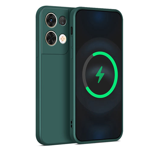 Ultra-thin Silicone Gel Soft Case 360 Degrees Cover S04 for Oppo Reno9 5G Midnight Green