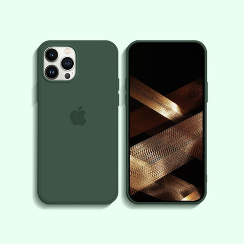 Ultra-thin Silicone Gel Soft Case 360 Degrees Cover S08 for Apple iPhone 14 Pro Max Green