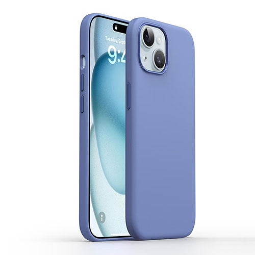 Ultra-thin Silicone Gel Soft Case 360 Degrees Cover YK1 for Apple iPhone 15 Blue