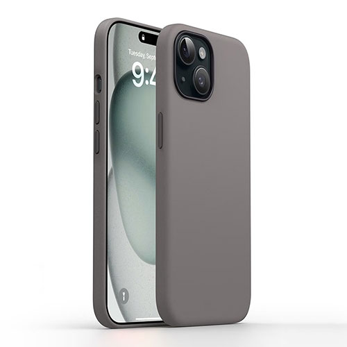 Ultra-thin Silicone Gel Soft Case 360 Degrees Cover YK1 for Apple iPhone 15 Plus Dark Gray