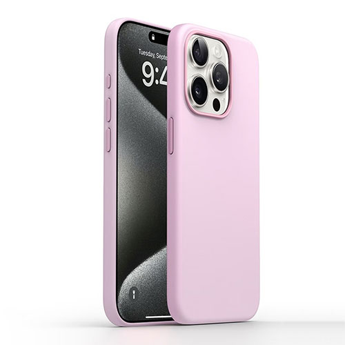 Ultra-thin Silicone Gel Soft Case 360 Degrees Cover YK1 for Apple iPhone 15 Pro Pink