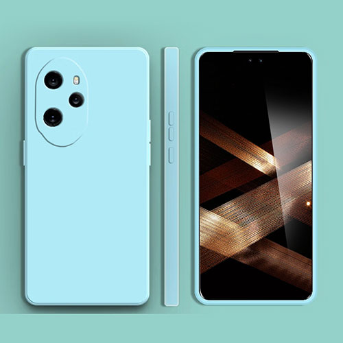 Ultra-thin Silicone Gel Soft Case 360 Degrees Cover YK1 for Huawei Honor 100 Pro 5G Cyan