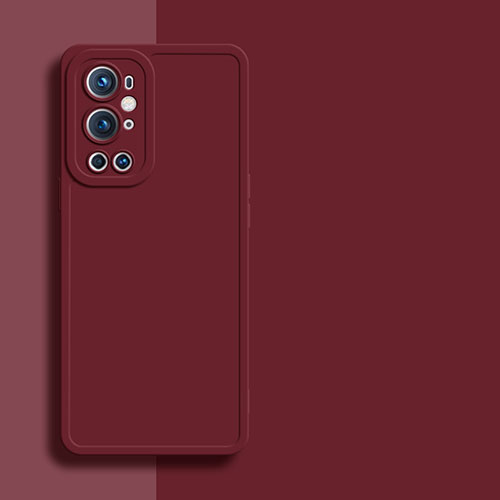 Ultra-thin Silicone Gel Soft Case 360 Degrees Cover YK1 for OnePlus 9 Pro 5G Red Wine