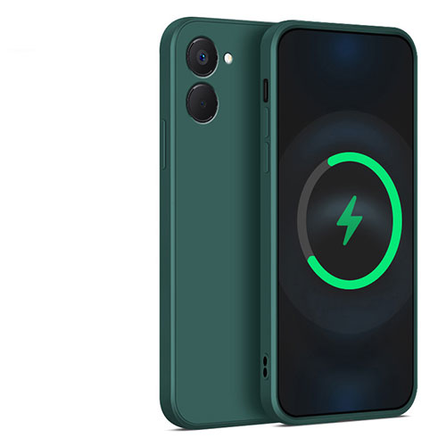 Ultra-thin Silicone Gel Soft Case 360 Degrees Cover YK1 for Realme V30 5G Midnight Green