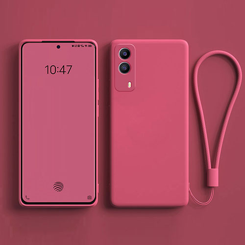 Ultra-thin Silicone Gel Soft Case 360 Degrees Cover YK1 for Vivo V21e 5G Hot Pink