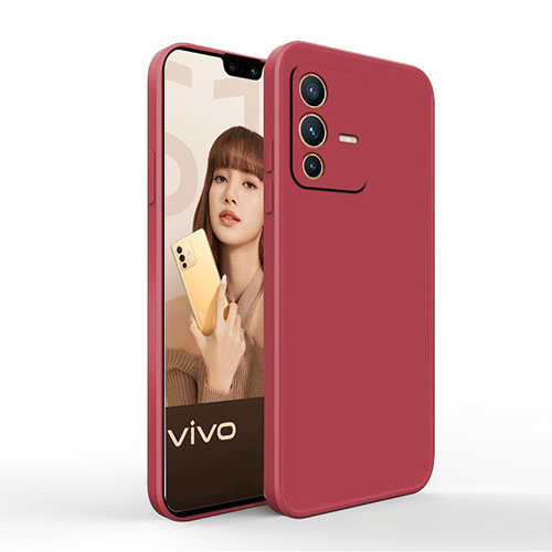 Ultra-thin Silicone Gel Soft Case 360 Degrees Cover YK4 for Vivo V23 5G Red