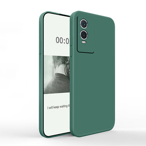 Ultra-thin Silicone Gel Soft Case 360 Degrees Cover YK4 for Vivo Y76s 5G Midnight Green