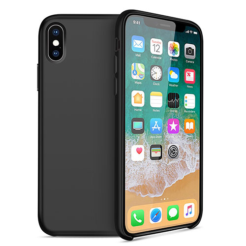 Ultra-thin Silicone Gel Soft Case 360 Degrees for Apple iPhone X Black