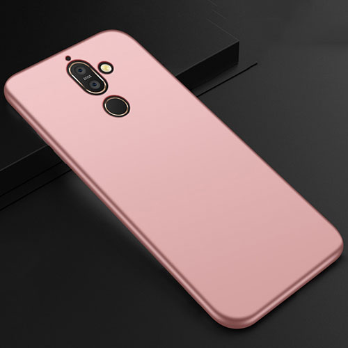 Ultra-thin Silicone Gel Soft Case Cover S01 for Nokia 7 Plus Rose Gold