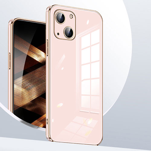 Ultra-thin Silicone Gel Soft Case Cover S06 for Apple iPhone 15 Plus Rose Gold