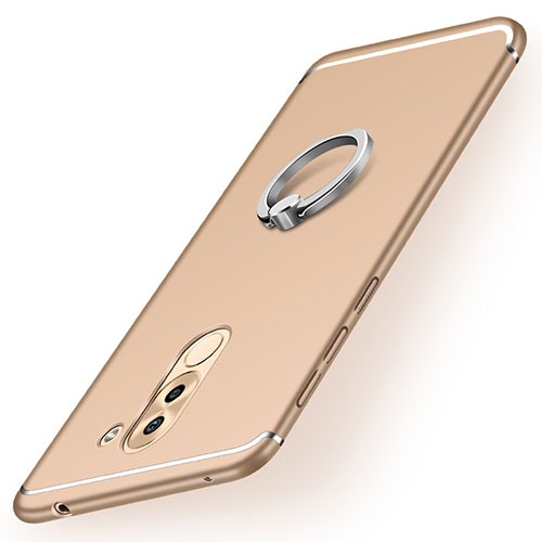 Ultra-thin Silicone Gel Soft Case Cover with Finger Ring Stand for Huawei Honor 6X Gold