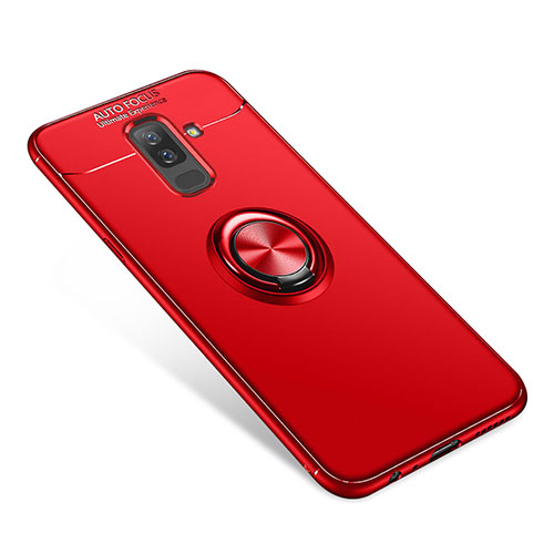 Ultra-thin Silicone Gel Soft Case Cover with Finger Ring Stand for Samsung Galaxy A6 Plus (2018) Red