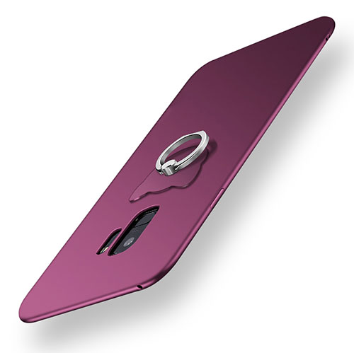 Ultra-thin Silicone Gel Soft Case Cover with Finger Ring Stand for Samsung Galaxy S9 Purple