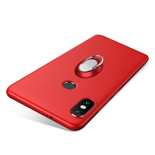 Ultra-thin Silicone Gel Soft Case Cover with Finger Ring Stand for Xiaomi Redmi Note 5 Red