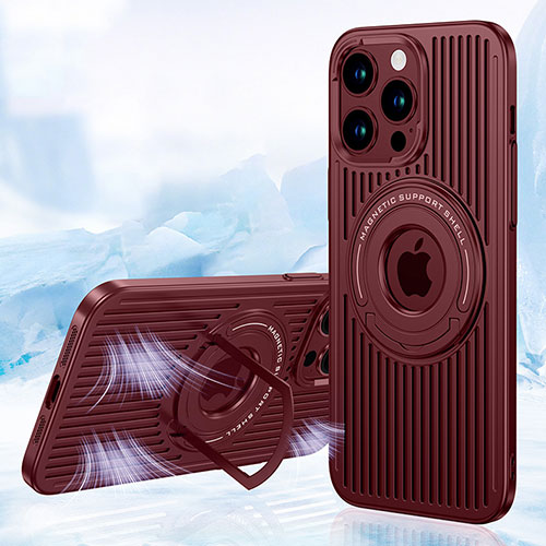 Ultra-thin Silicone Gel Soft Case Cover with Mag-Safe Magnetic AC1 for Apple iPhone 13 Pro Max Red