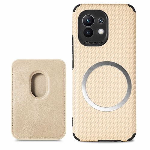 Ultra-thin Silicone Gel Soft Case Cover with Magnetic A05 for Xiaomi Mi 11 Lite 4G Gold