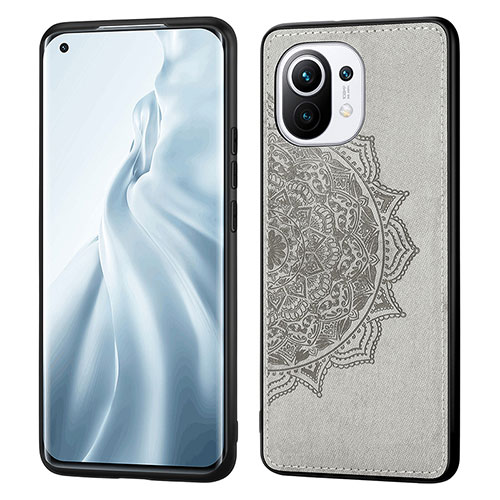 Ultra-thin Silicone Gel Soft Case Cover with Magnetic A07 for Xiaomi Mi 11 Lite 4G Gray