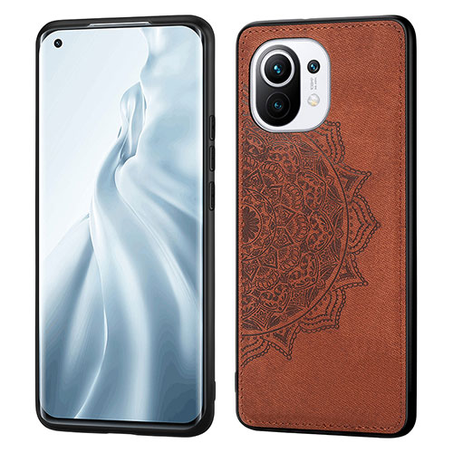 Ultra-thin Silicone Gel Soft Case Cover with Magnetic A07 for Xiaomi Mi 11 Lite 5G Brown