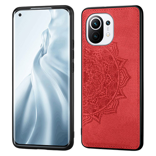 Ultra-thin Silicone Gel Soft Case Cover with Magnetic A07 for Xiaomi Mi 11 Lite 5G NE Red