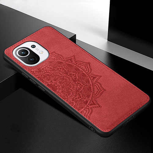 Ultra-thin Silicone Gel Soft Case Cover with Magnetic A08 for Xiaomi Mi 11 Lite 4G Red