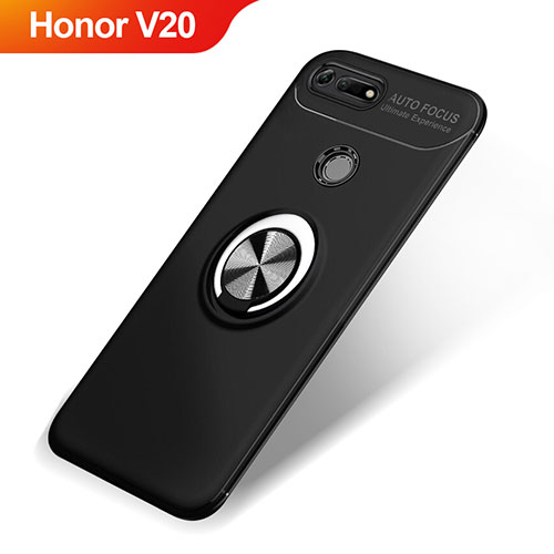 Ultra-thin Silicone Gel Soft Case Cover with Magnetic Finger Ring Stand A01 for Huawei Honor View 20 Black