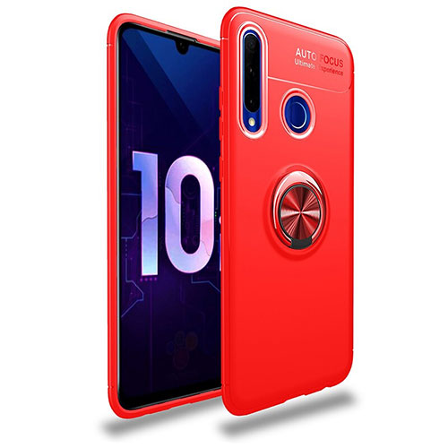 Ultra-thin Silicone Gel Soft Case Cover with Magnetic Finger Ring Stand A01 for Huawei P Smart+ Plus (2019) Red