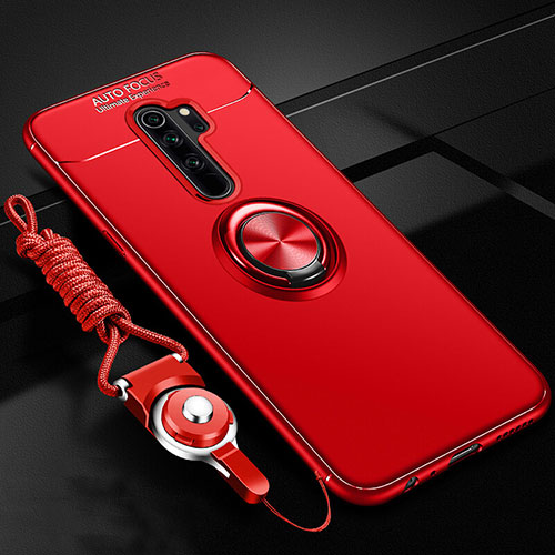 Ultra-thin Silicone Gel Soft Case Cover with Magnetic Finger Ring Stand A01 for Oppo A11 Red