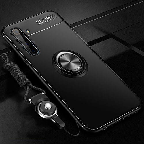 Ultra-thin Silicone Gel Soft Case Cover with Magnetic Finger Ring Stand A01 for Realme X50 Pro 5G Black