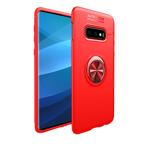 Ultra-thin Silicone Gel Soft Case Cover with Magnetic Finger Ring Stand A01 for Samsung Galaxy S10e Red