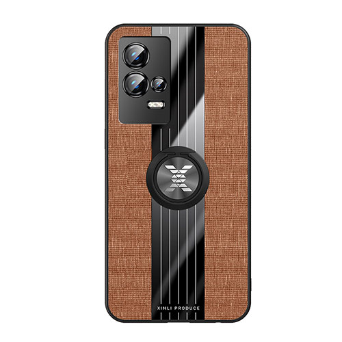 Ultra-thin Silicone Gel Soft Case Cover with Magnetic Finger Ring Stand A01 for Vivo iQOO 8 Pro 5G Brown