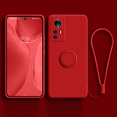 Ultra-thin Silicone Gel Soft Case Cover with Magnetic Finger Ring Stand A01 for Xiaomi Mi 12 Pro 5G Red