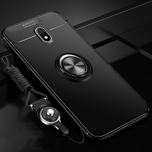 Ultra-thin Silicone Gel Soft Case Cover with Magnetic Finger Ring Stand A01 for Xiaomi Redmi 8A Black