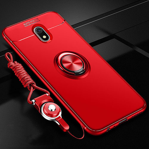 Ultra-thin Silicone Gel Soft Case Cover with Magnetic Finger Ring Stand A01 for Xiaomi Redmi 8A Red