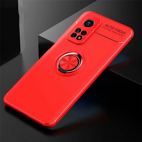 Ultra-thin Silicone Gel Soft Case Cover with Magnetic Finger Ring Stand A01 for Xiaomi Redmi K30S 5G Red