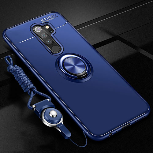 Ultra-thin Silicone Gel Soft Case Cover with Magnetic Finger Ring Stand A01 for Xiaomi Redmi Note 8 Pro Blue