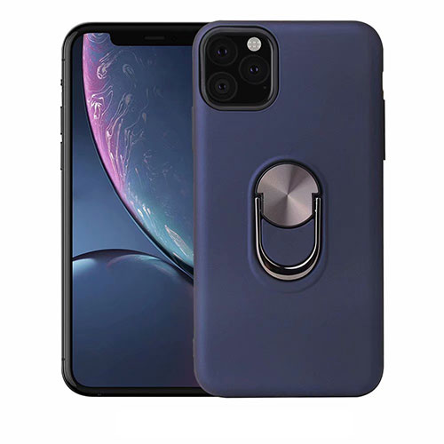 Ultra-thin Silicone Gel Soft Case Cover with Magnetic Finger Ring Stand A02 for Apple iPhone 11 Pro Blue