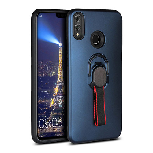 Ultra-thin Silicone Gel Soft Case Cover with Magnetic Finger Ring Stand A02 for Huawei Honor V10 Lite Blue