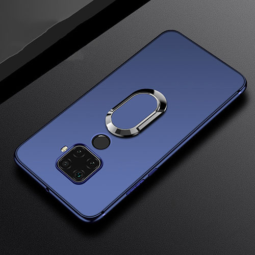 Ultra-thin Silicone Gel Soft Case Cover with Magnetic Finger Ring Stand A02 for Huawei Nova 5i Pro Blue