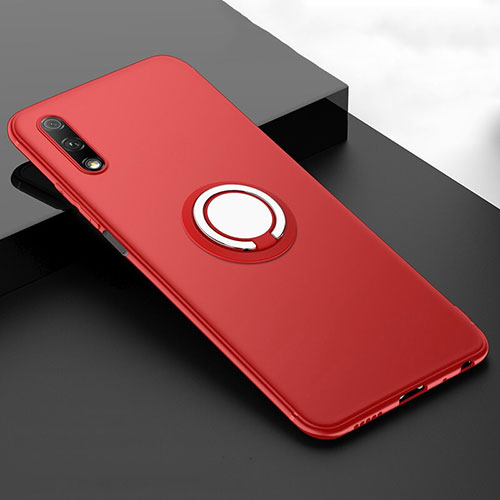 Ultra-thin Silicone Gel Soft Case Cover with Magnetic Finger Ring Stand A02 for Huawei P Smart Z (2019) Red