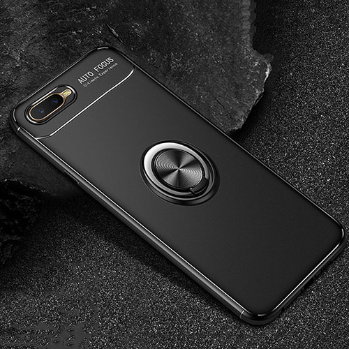 Ultra-thin Silicone Gel Soft Case Cover with Magnetic Finger Ring Stand A02 for Oppo RX17 Neo Black