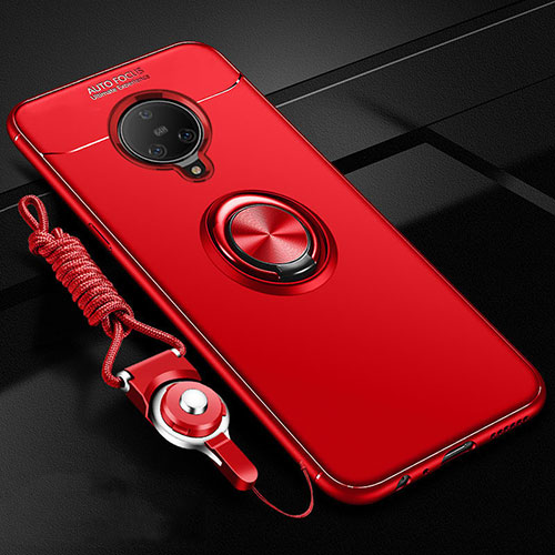 Ultra-thin Silicone Gel Soft Case Cover with Magnetic Finger Ring Stand A02 for Vivo Nex 3 5G Red