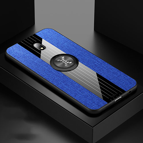 Ultra-thin Silicone Gel Soft Case Cover with Magnetic Finger Ring Stand A02 for Xiaomi Redmi 8A Blue