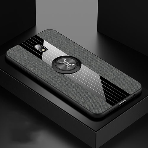 Ultra-thin Silicone Gel Soft Case Cover with Magnetic Finger Ring Stand A02 for Xiaomi Redmi 8A Gray