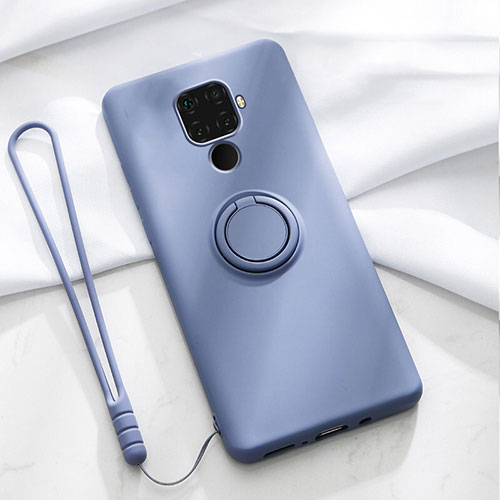 Ultra-thin Silicone Gel Soft Case Cover with Magnetic Finger Ring Stand A03 for Huawei Mate 30 Lite Purple